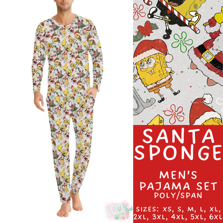 Batch #431 - Character Christmas Pajamas - Closes 10/16 - ETA late Nov - Santa Sponge Men's Pajama Set