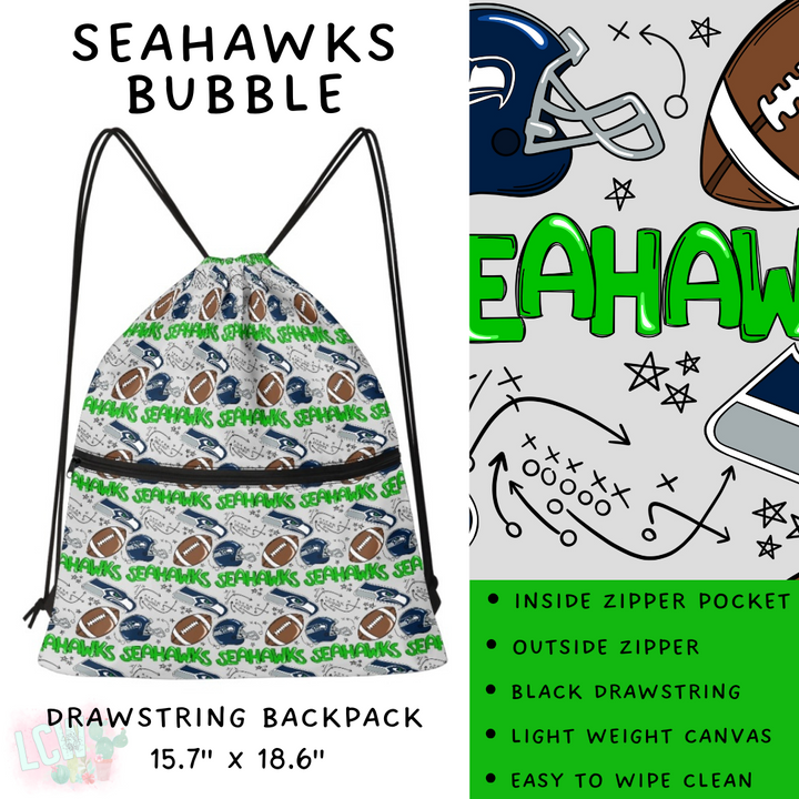 Batch #420 - End Zone Gear - Closes 9/26 - ETA mid Nov - Seahawks Bubble Drawstring Backpack