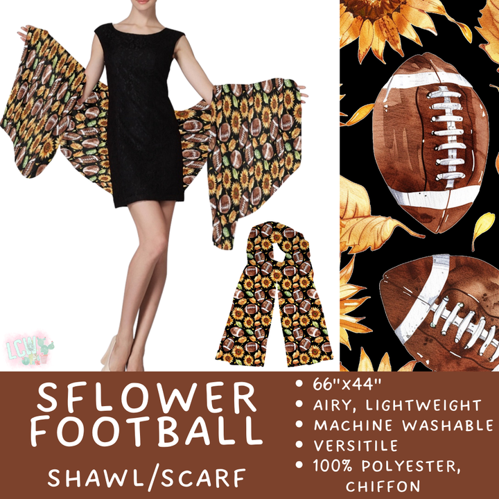 Batch #415 - The Scarf/Shawl Collection - Closes 9/18 - ETA early Nov - SFlower Football Scarf/Shawl