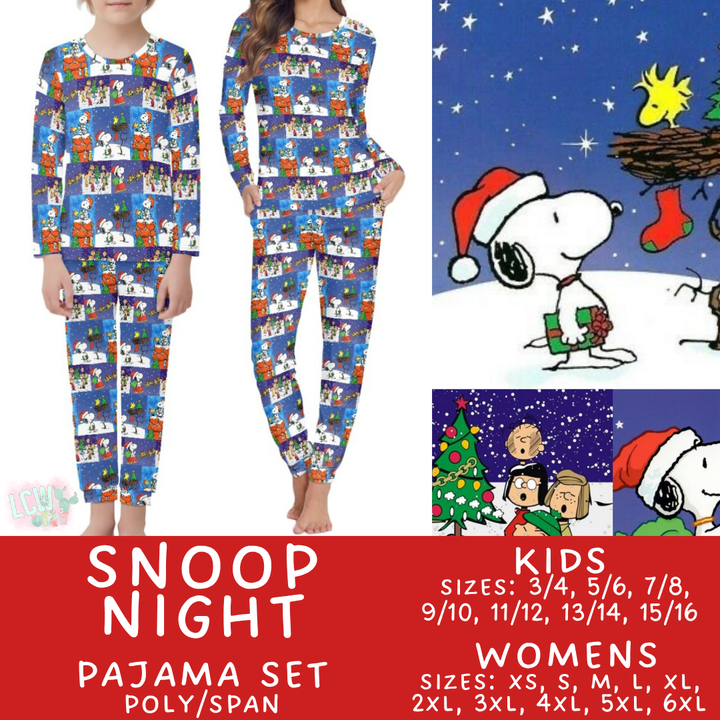 Batch #431 - Character Christmas Pajamas - Closes 10/16 - ETA late Nov - Snoop Night Women's & Kid's Pajama Set