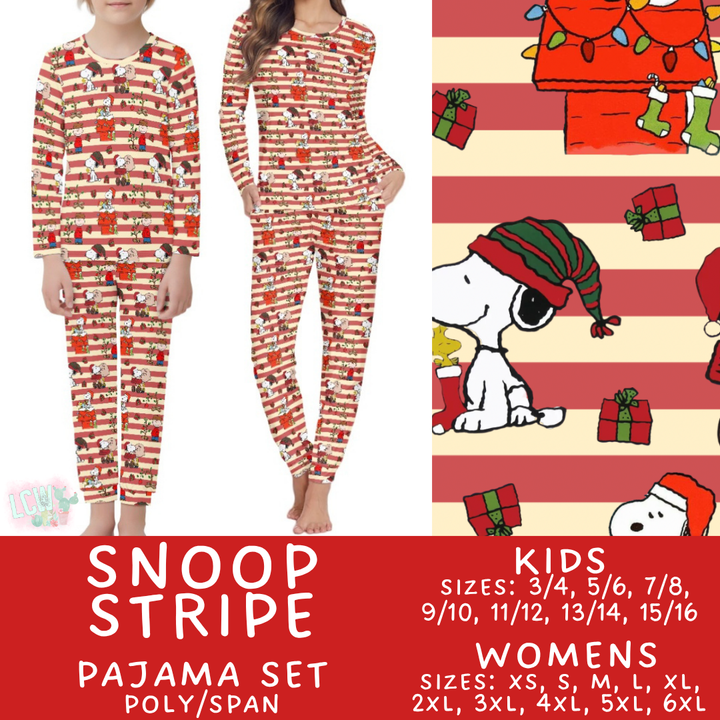 Batch #431 - Character Christmas Pajamas - Closes 10/16 - ETA late Nov - Snoop Stripe Women's & Kid's Pajama Set
