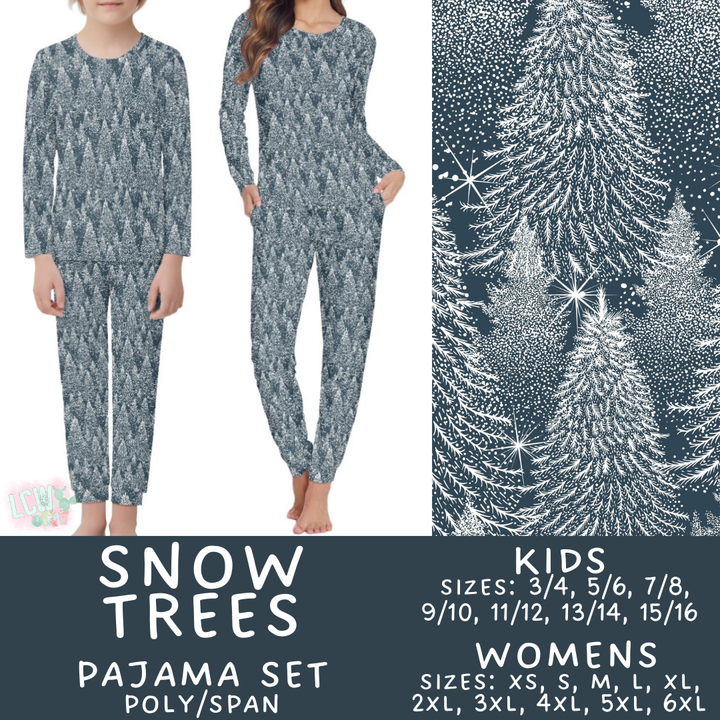 Batch #425 - Winter Family Pajamas - Closes 10/6 - ETA late Nov - Snow Trees Women's & Kid's Pajama Set