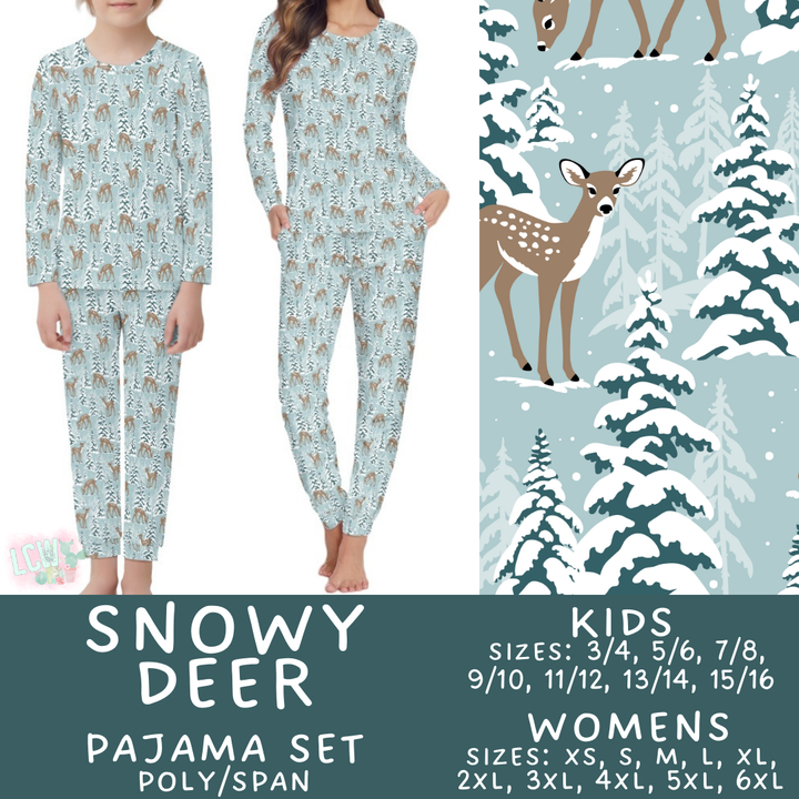 Batch #425 - Winter Family Pajamas - Closes 10/6 - ETA late Nov - Snowy Deer Women's & Kid's Pajama Set