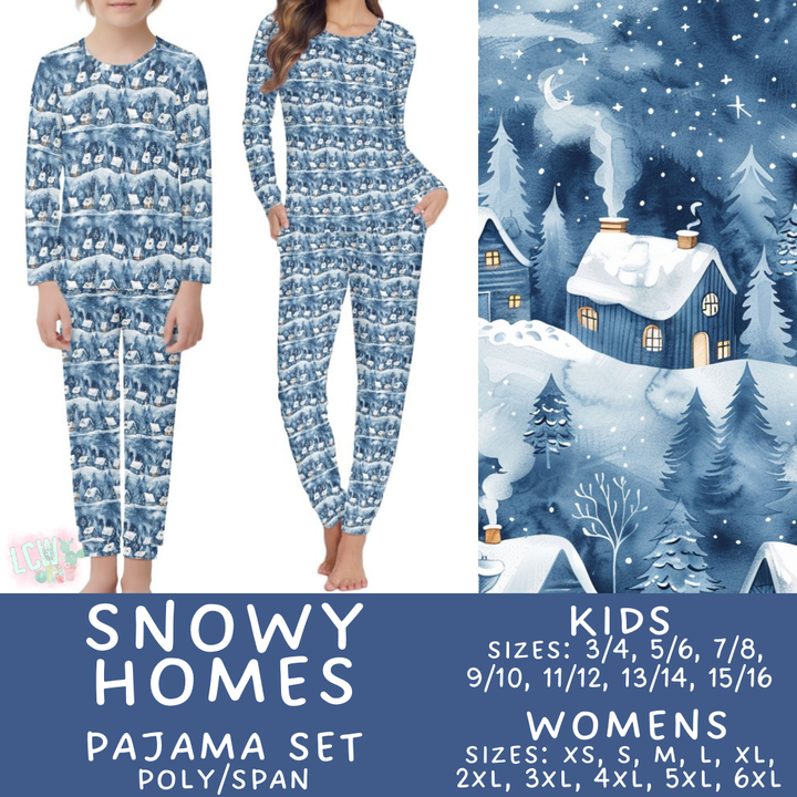 Batch #425 - Winter Family Pajamas - Closes 10/6 - ETA late Nov - Snowy Homes Women's & Kid's Pajama Set