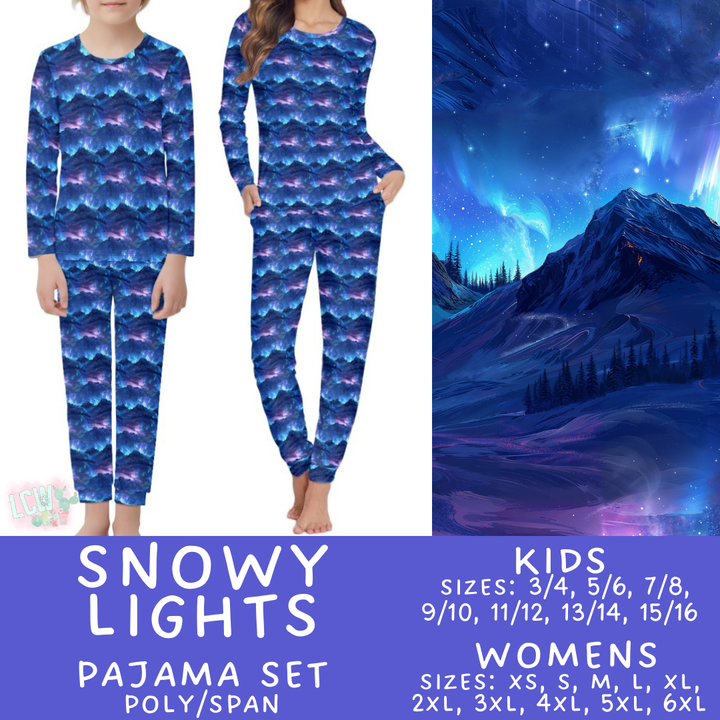Batch #425 - Winter Family Pajamas - Closes 10/6 - ETA late Nov - Snowy Lights Women's & Kid's Pajama Set
