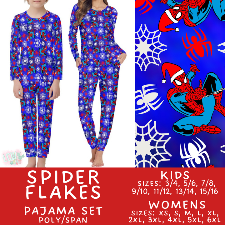 Batch #431 - Character Christmas Pajamas - Closes 10/16 - ETA late Nov - Spider Flakes Women's & Kid's Pajama Set