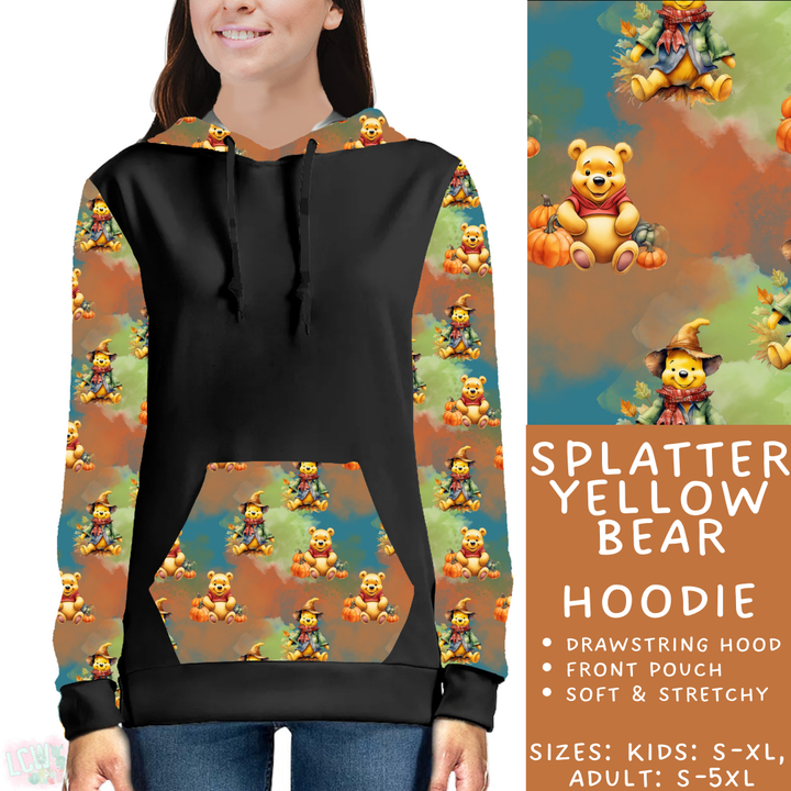 Batch #404 - Magical Fall 2 - Closes 8/29 - ETA mid/late October - Splatter Yellow Bear Hoodie