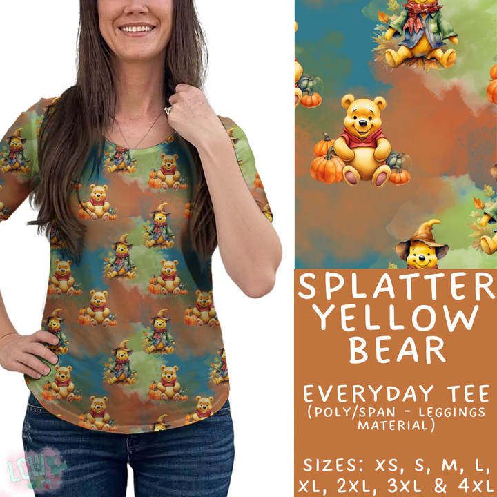 Batch #404 - Magical Fall 2 - Closes 8/29 - ETA mid/late October - Splatter Yellow Bear Everyday Tee