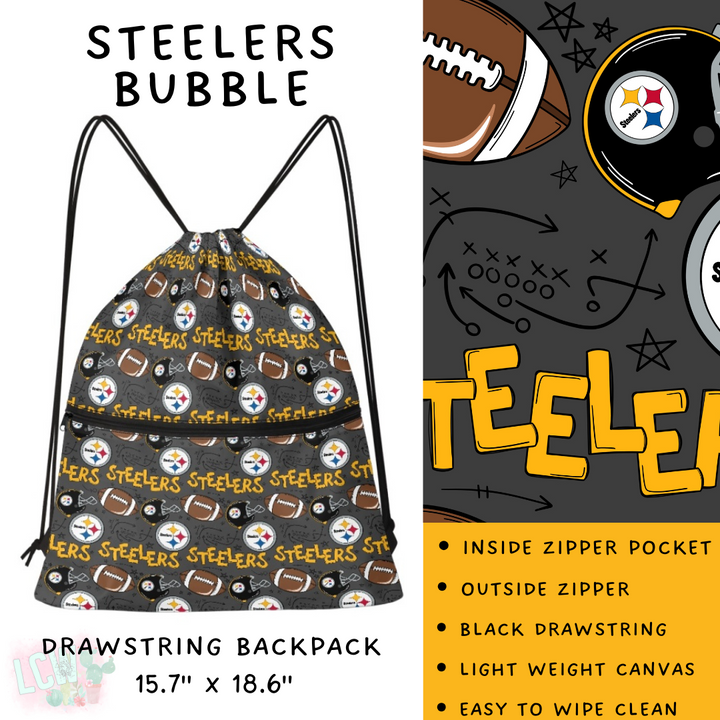 Batch #420 - End Zone Gear - Closes 9/26 - ETA mid Nov - Steelers Bubble Drawstring Backpack