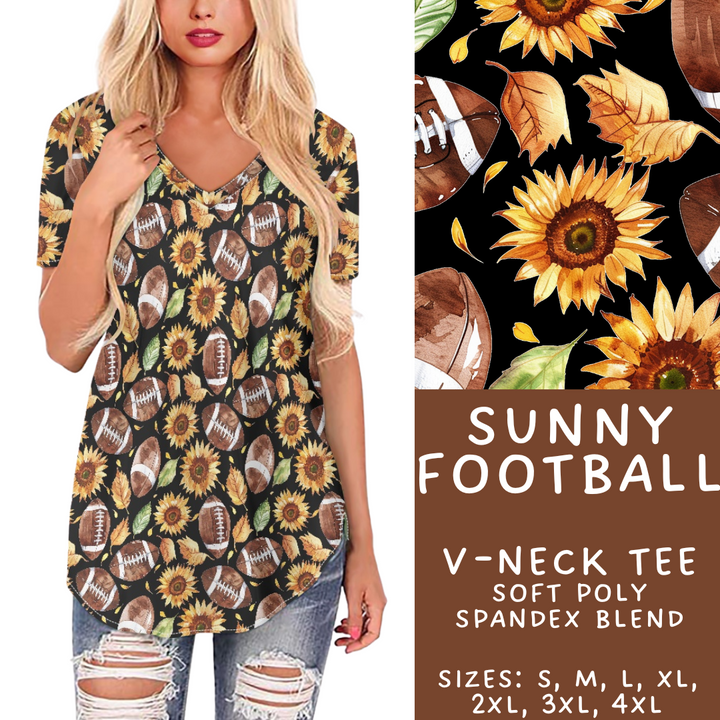 Batch #407 - Fall Fun 2 - Closes 9/4 - ETA mid/late October - Sunny Football V-Neck Tee