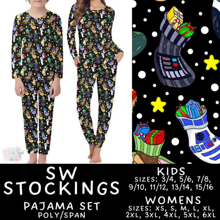 Batch #412 - Christmas Family Pajamas 2 - Closes 9/12 - ETA late October - SW Stockings Women's & Kid's Pajama Set