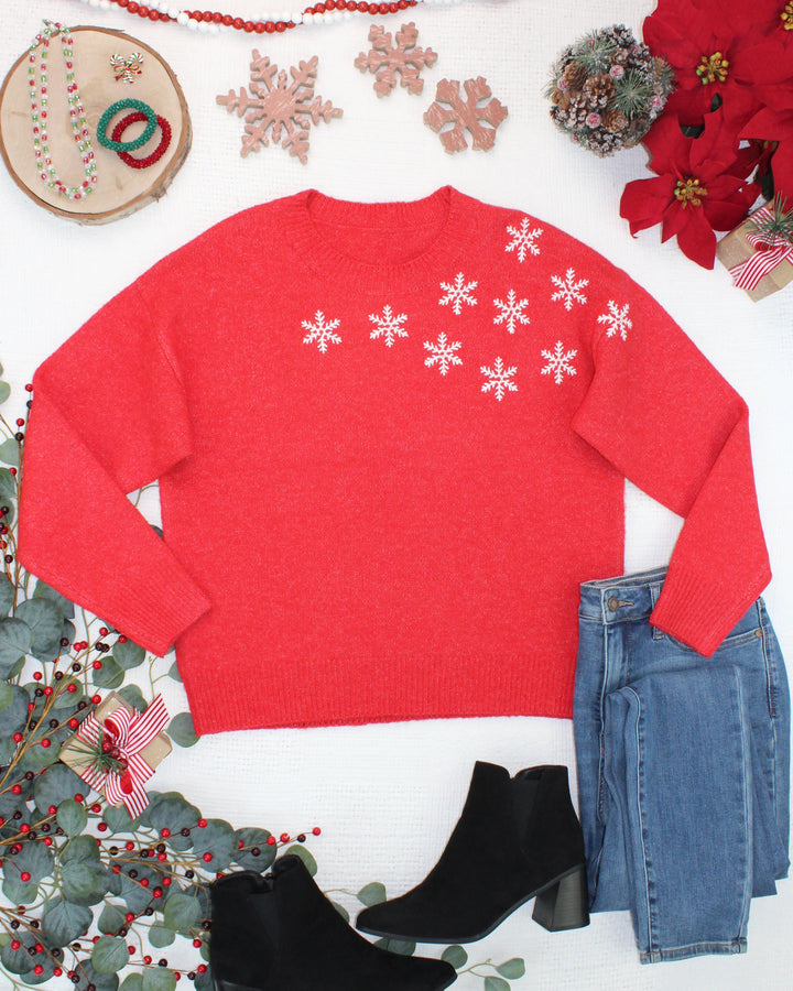 IN STOCK Winter Snowflake Sweater - Red