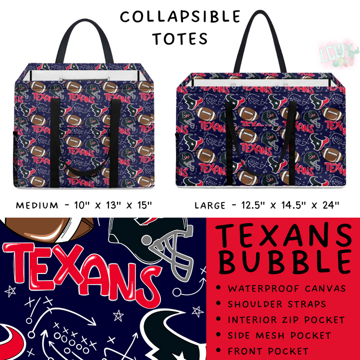 Batch #420 - End Zone Gear - Closes 9/26 - ETA mid Nov - Texans Bubble Collapsible Tote