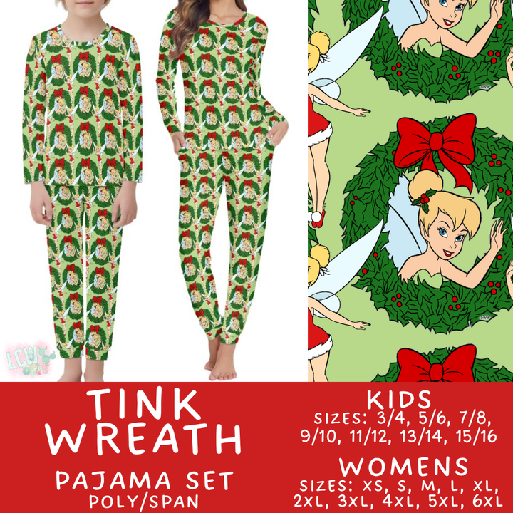 Batch #430 - Magical Christmas Family Pajamas - Closes 10/15 - ETA late Nov - Tink Wreath Women's & Kid's Pajama Set