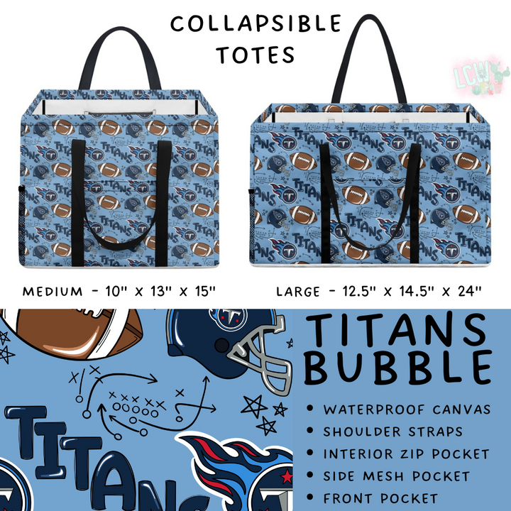 Batch #420 - End Zone Gear - Closes 9/26 - ETA mid Nov - Titans Bubble Collapsible Tote