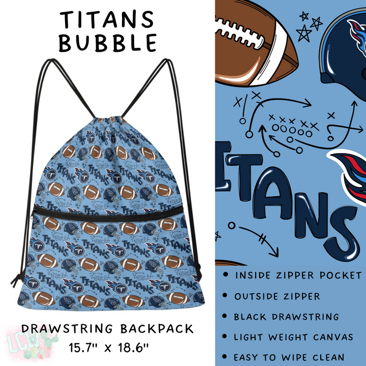 Batch #420 - End Zone Gear - Closes 9/26 - ETA mid Nov - Titans Bubble Drawstring Backpack