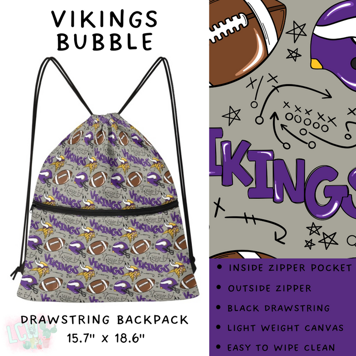 Batch #420 - End Zone Gear - Closes 9/26 - ETA mid Nov - Vikings Bubble Drawstring Backpack