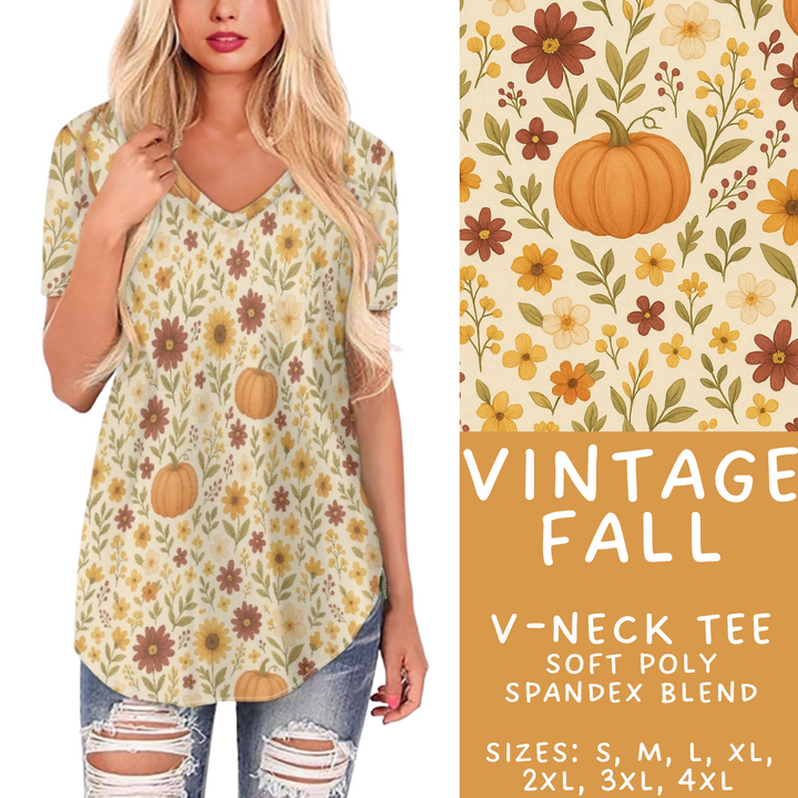 Batch #407 - Fall Fun 2 - Closes 9/4 - ETA mid/late October - Vintage Fall V-Neck Tee