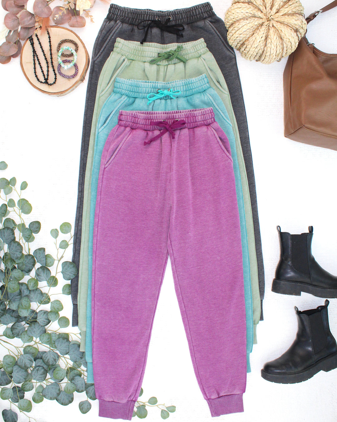 IN STOCK Vintage Wash Joggers - Olive