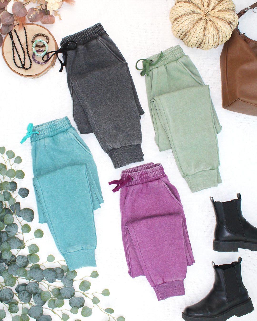 IN STOCK Vintage Wash Joggers - Olive