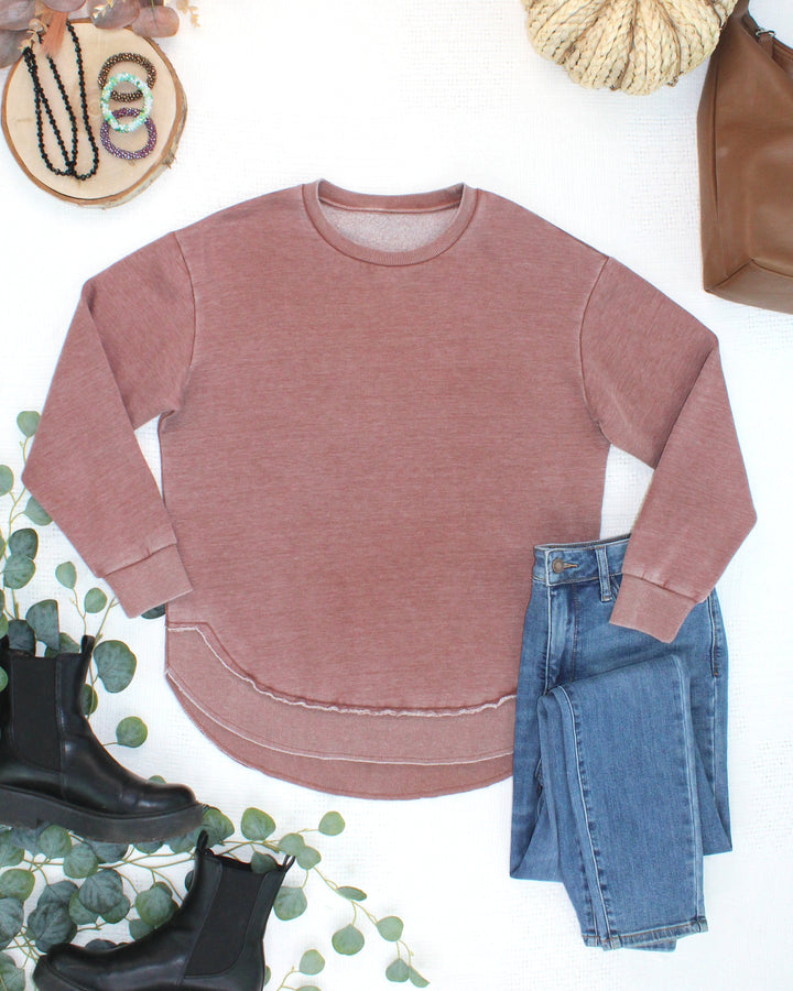 IN STOCK Vintage Wash Pullover - Brown