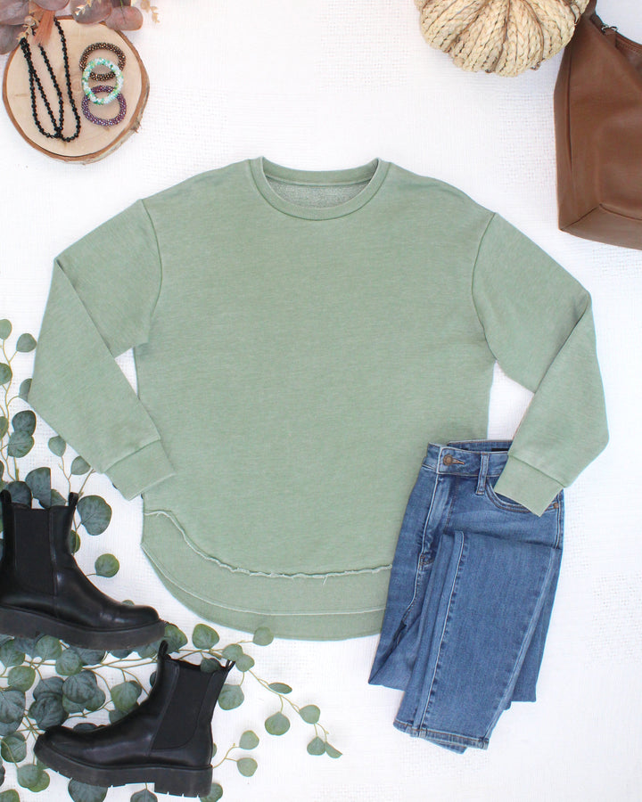IN STOCK Vintage Wash Pullover - Olive