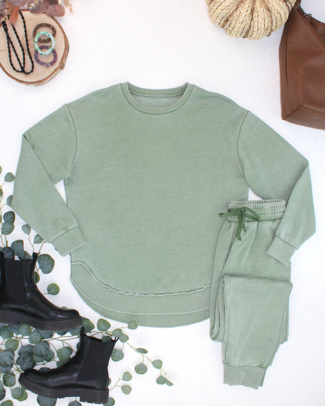IN STOCK Vintage Wash Joggers - Olive