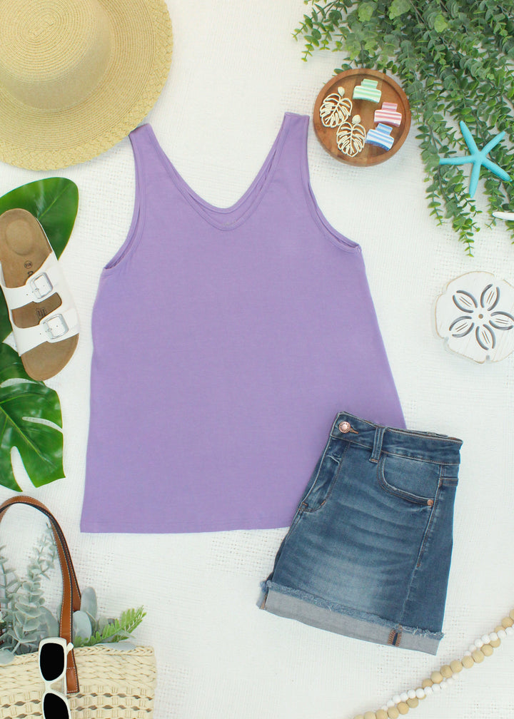 IN STOCK Vera V Neck Tank - Lavender