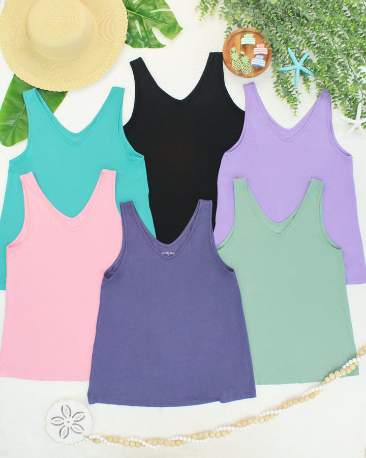IN STOCK Vera V Neck Tank - Pink