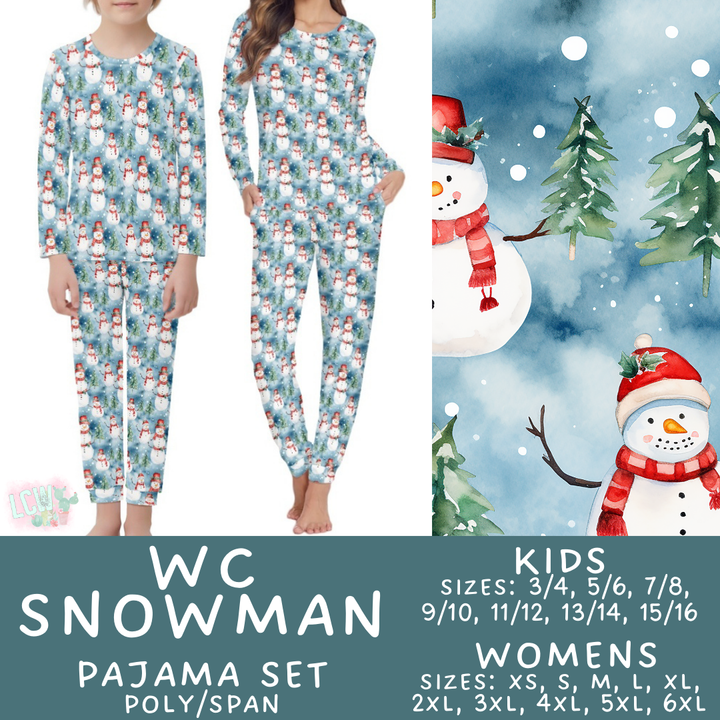 Batch #412 - Christmas Family Pajamas 2 - Closes 9/12 - ETA late October - WC Snowman Women's & Kid's Pajama Set
