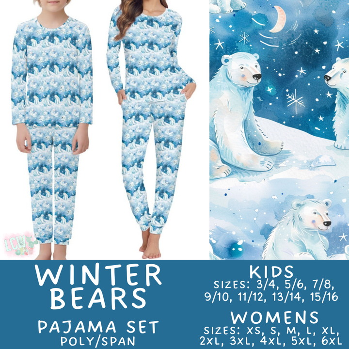Batch #425 - Winter Family Pajamas - Closes 10/6 - ETA late Nov - Winter Bears Women's & Kid's Pajama Set