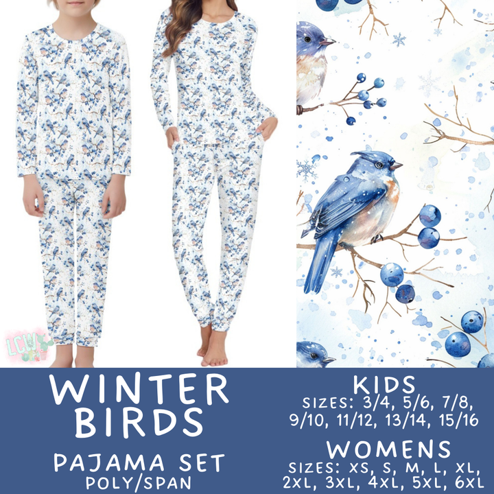 Batch #425 - Winter Family Pajamas - Closes 10/6 - ETA late Nov - Winter Birds Women's & Kid's Pajama Set