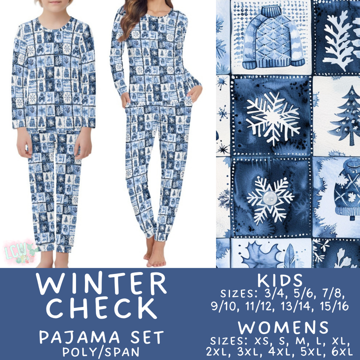 Batch #425 - Winter Family Pajamas - Closes 10/6 - ETA late Nov - Winter Check Women's & Kid's Pajama Set