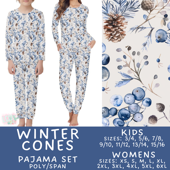 Batch #425 - Winter Family Pajamas - Closes 10/6 - ETA late Nov - Winter Cones Women's & Kid's Pajama Set