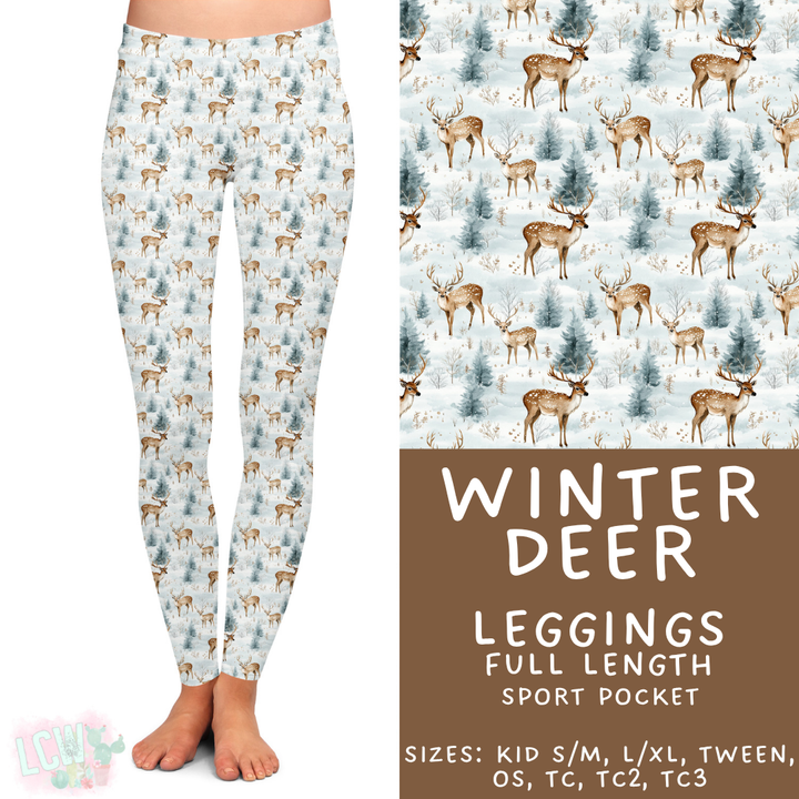 Batch #439 - Winter Watercolor 2 - Closes 10/30 - ETA mid Dec - Winter Deer Full Length Leggings