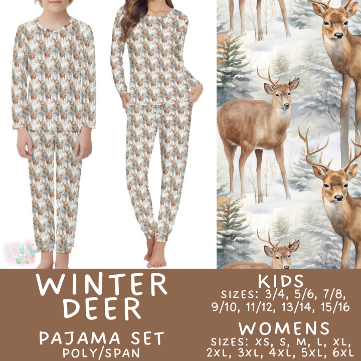 Batch #425 - Winter Family Pajamas - Closes 10/6 - ETA late Nov - Winter Deer Women's & Kid's Pajama Set