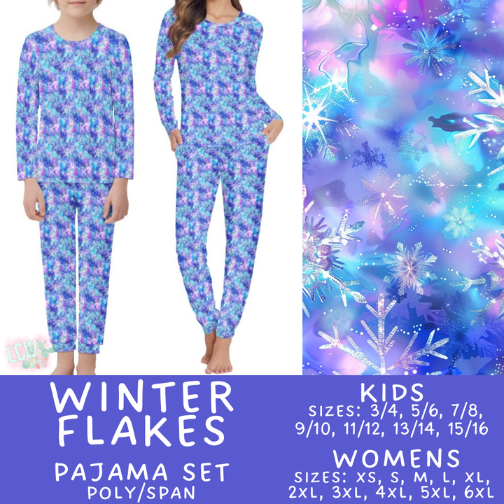 Batch #425 - Winter Family Pajamas - Closes 10/6 - ETA late Nov - Winter Flakes Women's & Kid's Pajama Set