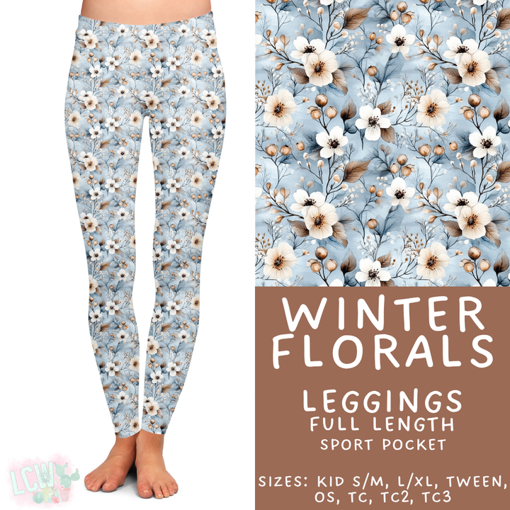 Batch #439 - Winter Watercolor 2 - Closes 10/30 - ETA mid Dec - Winter Florals Full Length Leggings