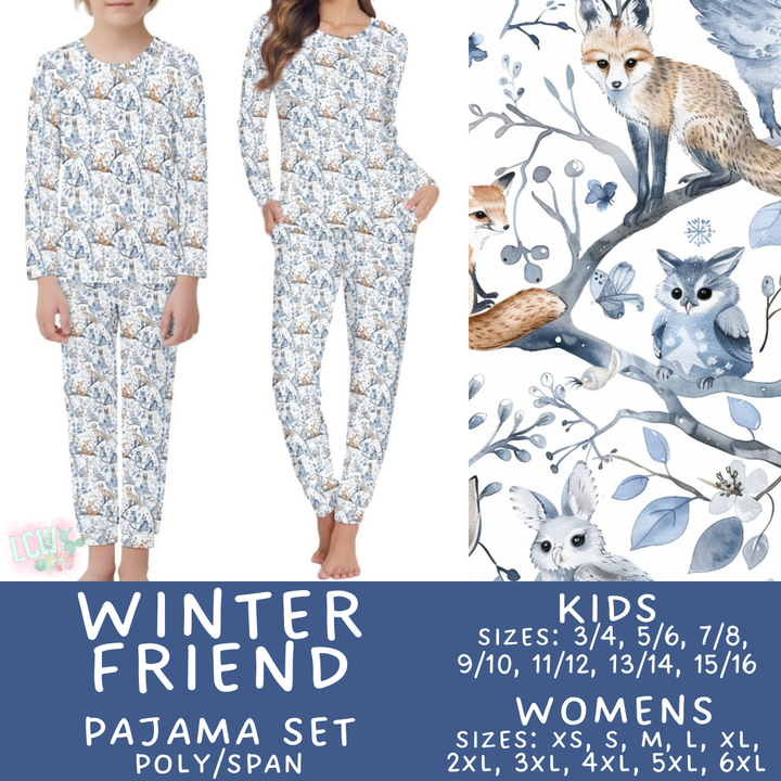 Batch #425 - Winter Family Pajamas - Closes 10/6 - ETA late Nov - Winter Friend Women's & Kid's Pajama Set