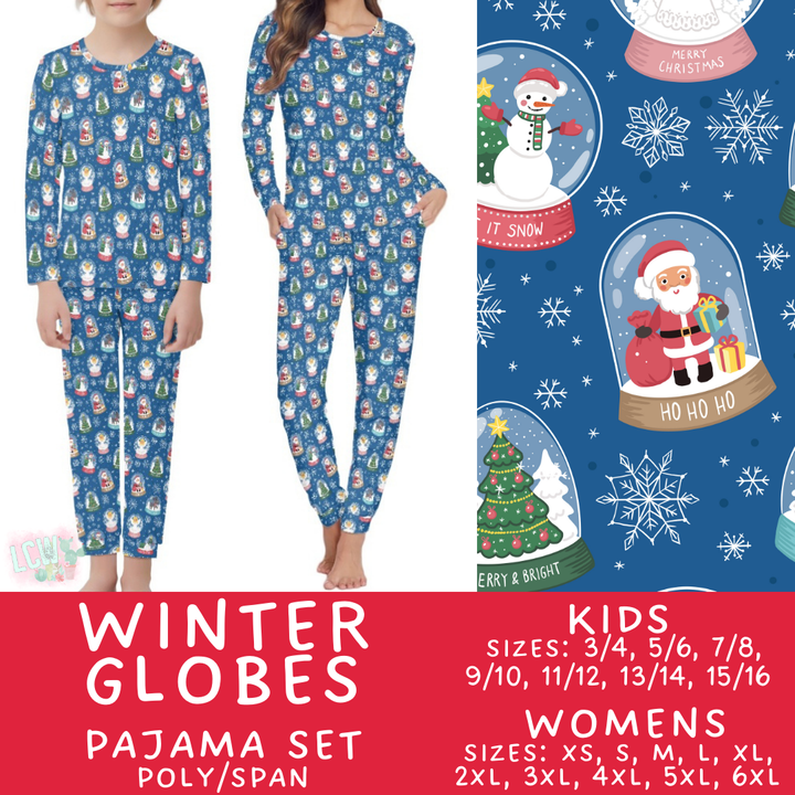 Batch #425 - Winter Family Pajamas - Closes 10/6 - ETA late Nov - Winter Globes Women's & Kid's Pajama Set