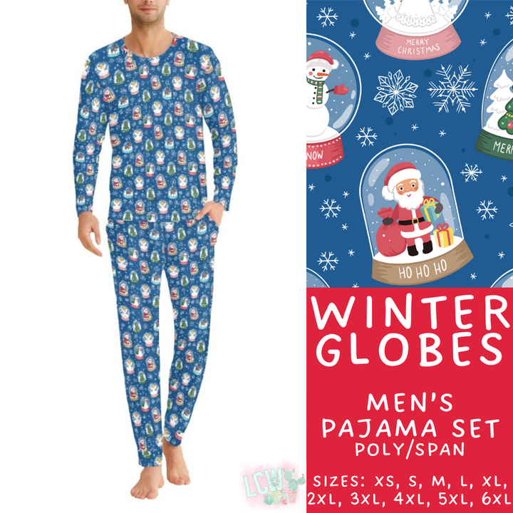 Batch #425 - Winter Family Pajamas - Closes 10/6 - ETA late Nov - Winter Globes Men's Pajama Set