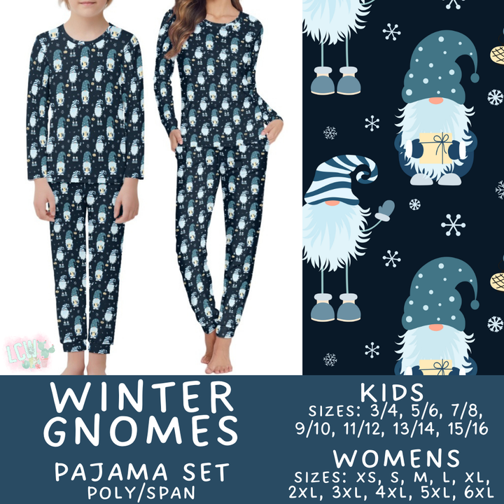 Batch #412 - Christmas Family Pajamas 2 - Closes 9/12 - ETA late October - Winter Gnomes Women's & Kid's Pajama Set