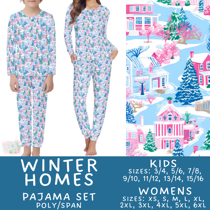 Batch #425 - Winter Family Pajamas - Closes 10/6 - ETA late Nov - Winter Homes Women's & Kid's Pajama Set