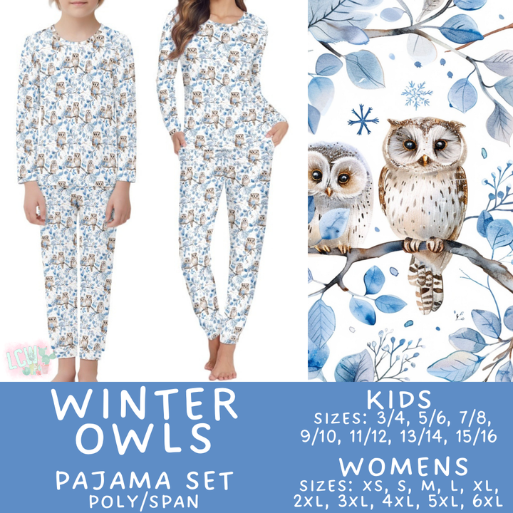 Batch #425 - Winter Family Pajamas - Closes 10/6 - ETA late Nov - Winter Owls Women's & Kid's Pajama Set