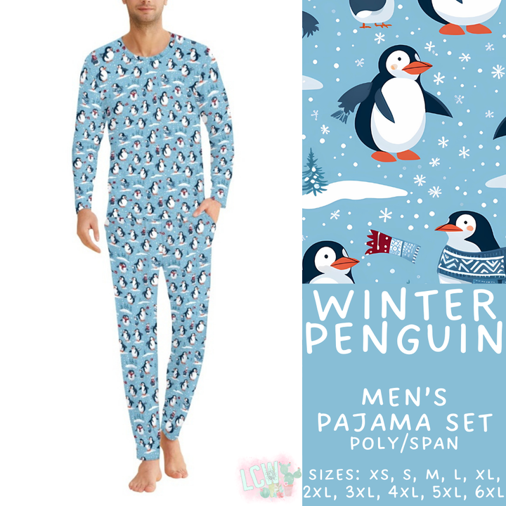 Batch #425 - Winter Family Pajamas - Closes 10/6 - ETA late Nov - Winter Penguin Men's Pajama Set