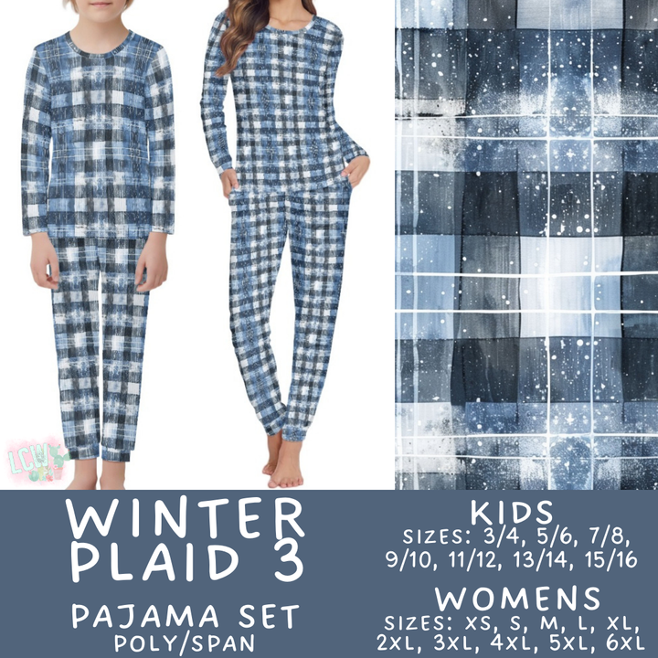 Batch #425 - Winter Family Pajamas - Closes 10/6 - ETA late Nov - Winter Plaid 3 Women's & Kid's Pajama Set