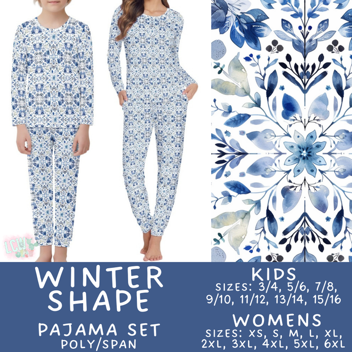 Batch #425 - Winter Family Pajamas - Closes 10/6 - ETA late Nov - Winter Shape Women's & Kid's Pajama Set