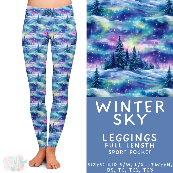 Batch #439 - Winter Watercolor 2 - Closes 10/30 - ETA mid Dec - Winter Sky Full Length Leggings
