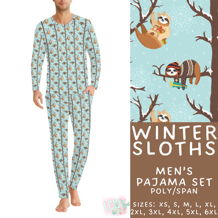 Batch #425 - Winter Family Pajamas - Closes 10/6 - ETA late Nov - Winter Sloths Men's Pajama Set