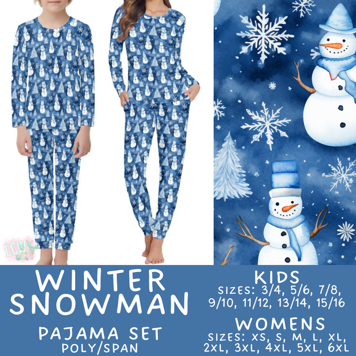 Batch #425 - Winter Family Pajamas - Closes 10/6 - ETA late Nov - Winter Snowman Women's & Kid's Pajama Set